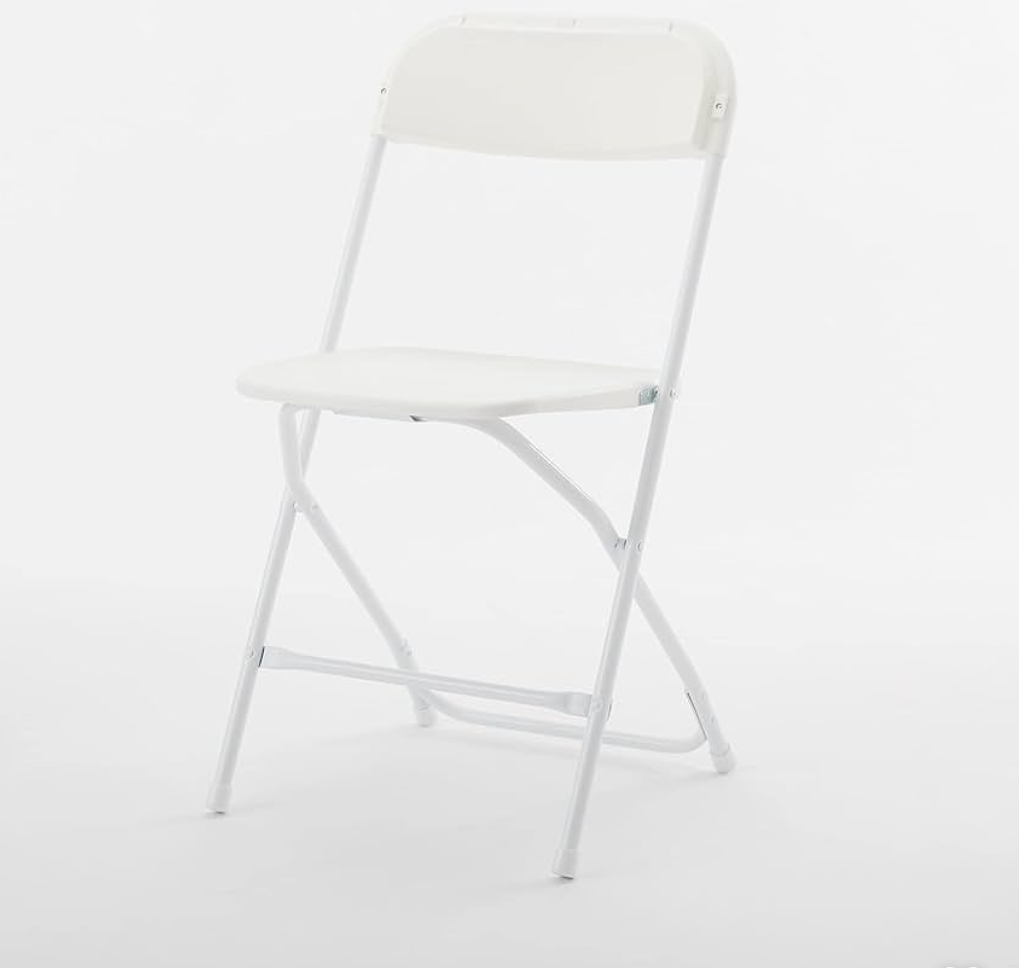 White Folding Chair with Metal Frame